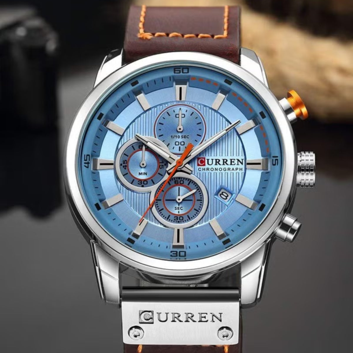 CURREN  8291 Watch for Men Japan Quartz Movement Leather Strap  Casual Sport Waterproof Blue