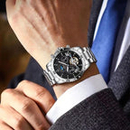 Poedagar 1410 Men’s Automatic Watch – Luxury Stainless Steel Hollow Tourbillon Mechanical Wristwatch Black Dial
