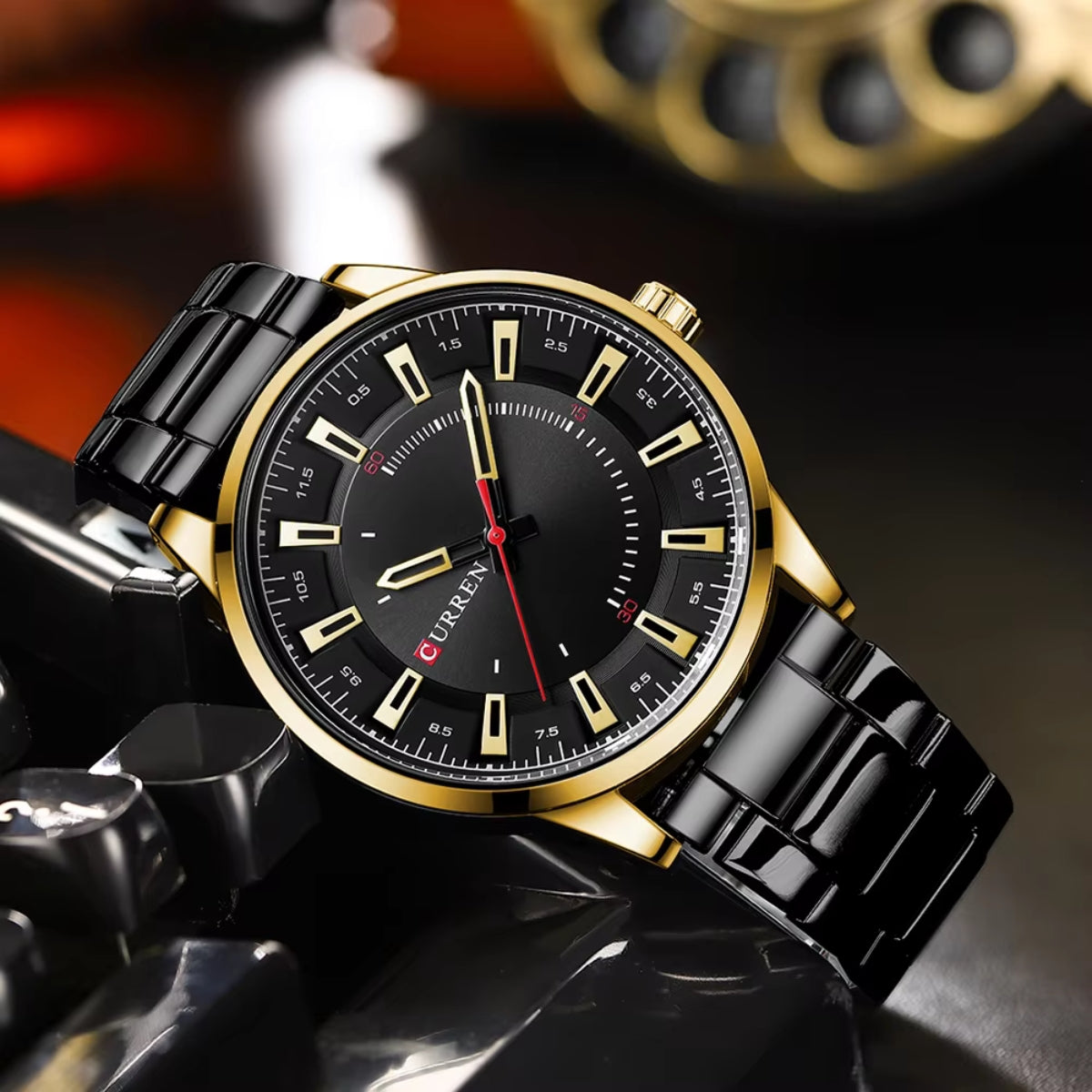 CURREN 8406 Men Watch Stainless Steel  Water Resistant Quartz Watche Black and Gold