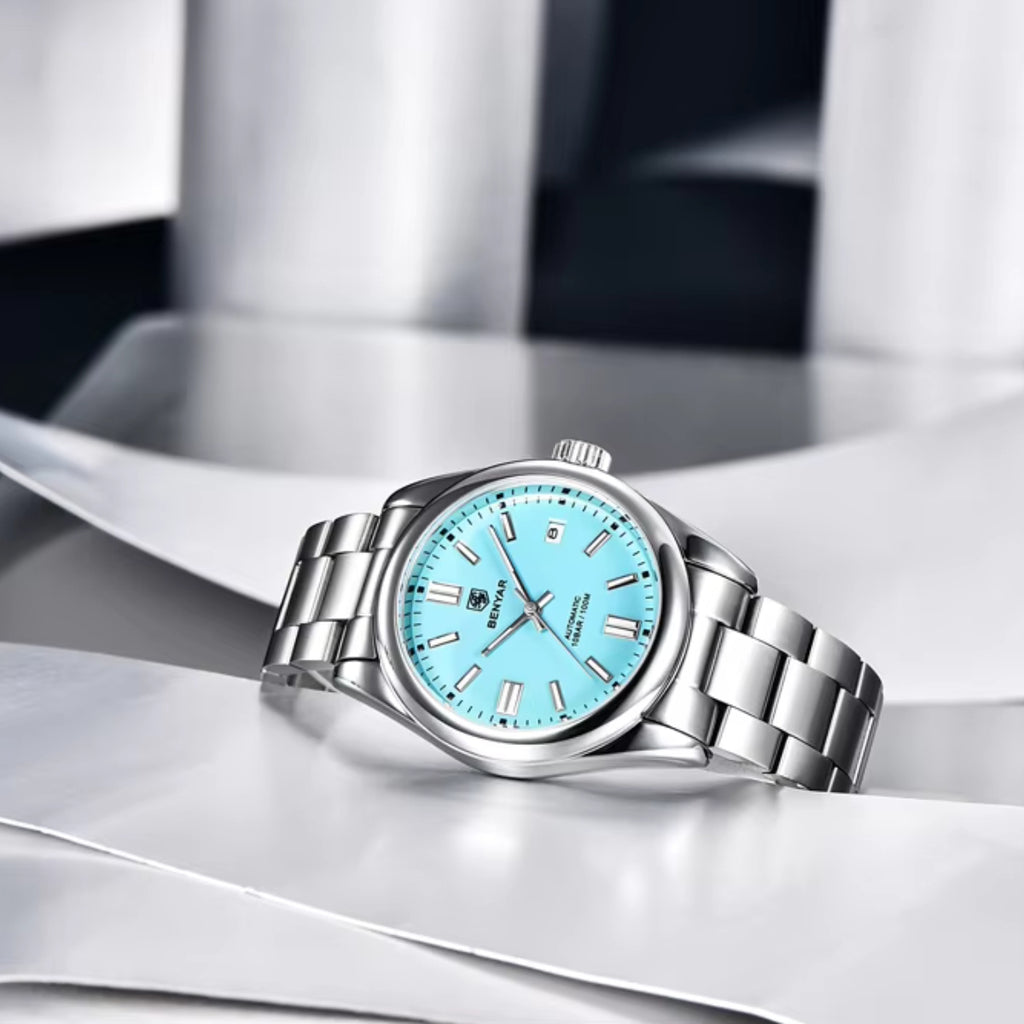BENYAR 5185 Men’s Automatic Mechanical Turquoise Blue Dial “Oyster Perpetual” Inspired Watch