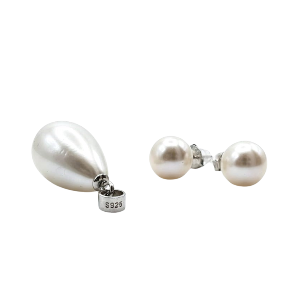 Teardrop Pearl Necklace & Stud Earring Set