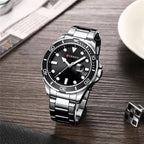 CURREN 8388 Men’s Luxury Quartz Watch 3ATM Waterproof Stainless Steel Classic Wristwatch Silver and Black