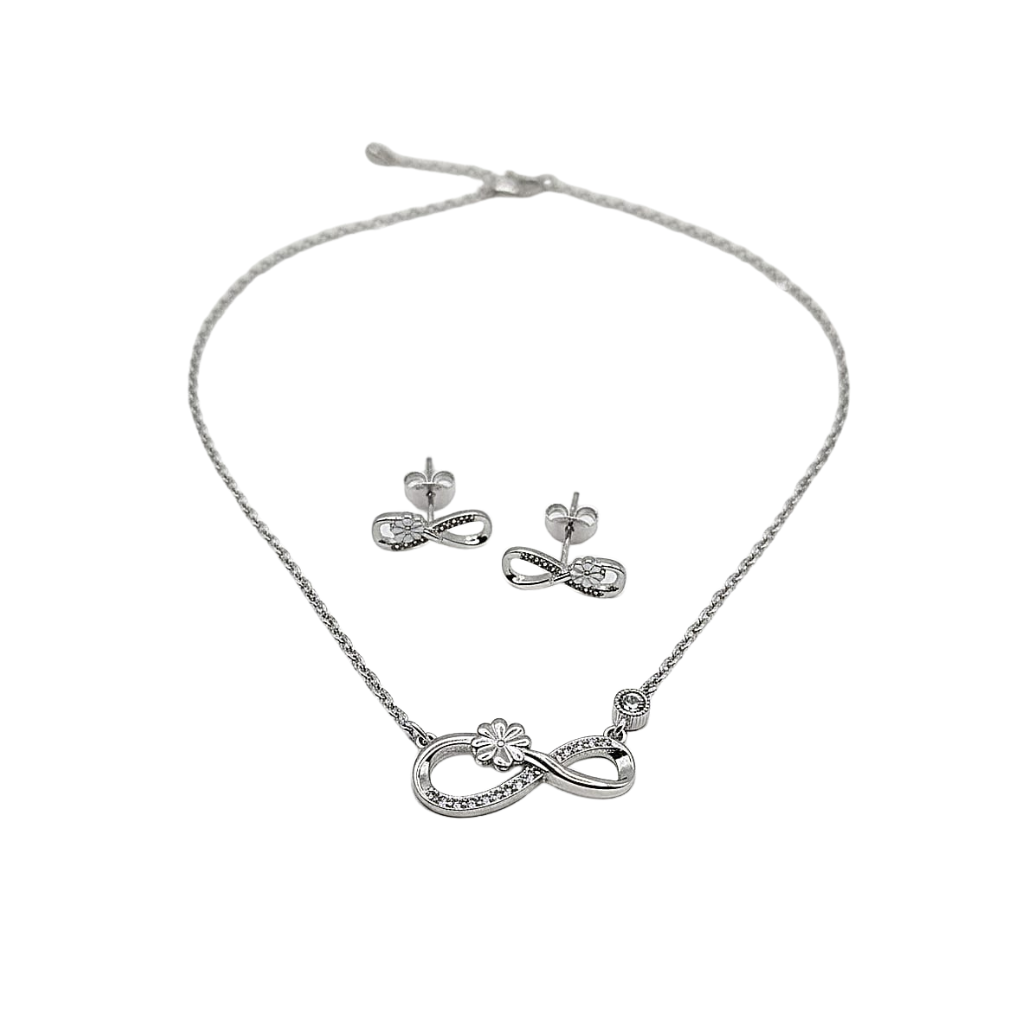 Infinity Blossom Necklace & Stud Earring Set