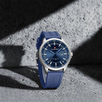 NAVIFORCE 9248 Men’s Fashion Sport Watch – Waterproof Quartz Analog Wristwatch with Leather Strap Silver and Blue