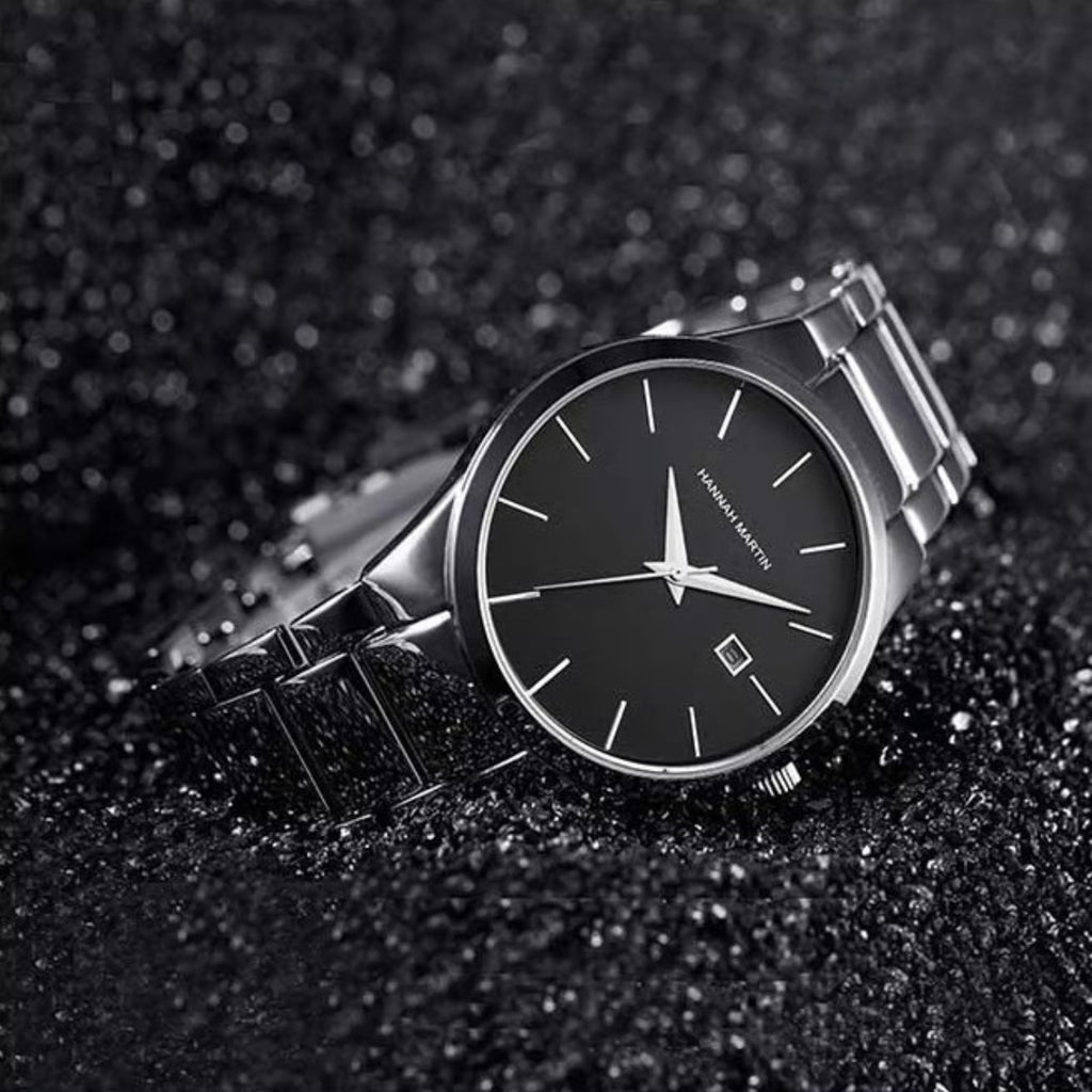 Hannah Martin 17591 Ladies Japan Quartz Watch – New Design Stainless Steel Wristwatch with Calendar & Waterproof Black