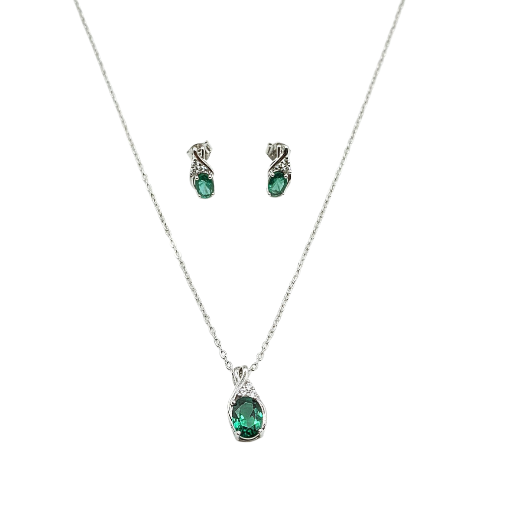 Oval Blue Sapphire Jewelry Set