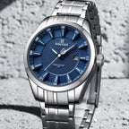 NAVIFORCE 8032 Men’s Stainless Steel Watch – Original Quartz Business Wristwatch - Silver and Blue