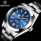 BENYAR 5177 Men’s Automatic Mechanical Watch - Blue Dial Stainless Steel Strap