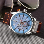 CURREN  8291 Watch for Men Japan Quartz Movement Leather Strap  Casual Sport Waterproof Blue