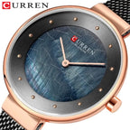 CURREN 9032 New Women’s Bracelet Watch – Simple Luxury Fashion Quartz Wristwatch for Girls Black and Rose Gold