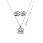 Silver Four-Leaf Clover Jewelry Set