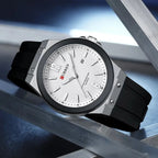 CURREN 8467 Men Watch Waterproof Quartz Silicone Strap Black and White