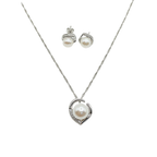 Crescent Pearl Necklace & Earring Set