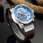 CURREN  8291 Watch for Men Japan Quartz Movement Leather Strap  Casual Sport Waterproof Blue