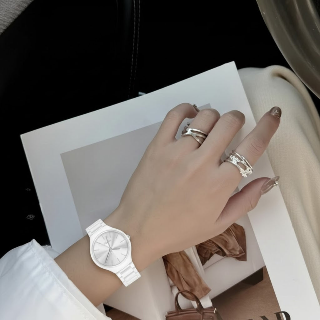 Scottie 9729 Women’s Simple Luxury Watch – Waterproof Stainless Steel Quartz with White Dial