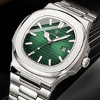 Poedagar 613 Men’s Luxury Stainless Steel Watch – Waterproof Quartz Wristwatch with Luminous Green Dial