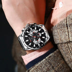 Curren 8363 Men's Watch Multifunctional Waterproof Chronograph Quartz Silver and Black