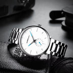 CRRJU 2150 Luxury Quartz Watch – Premium Stainless Steel Band, Casual Black Wristwatch for Men White