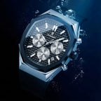 POEDAGAR 893 Elite Sports: Luxury Men’s Chronograph – High-Performance Silicone Strap, Waterproof & Luminous Quartz Movement Silver Black