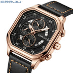 CRRJU 2314 Men’s Luxury Chronograph Watch – 3ATM Waterproof, Luminous Hands, Complete Calendar, Fashion Wristwatch Black