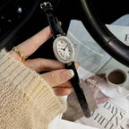 Scottie 9780 Women’s High-End Oval Watch – Elegant Leather Quartz Wristwatch - Black and Silver