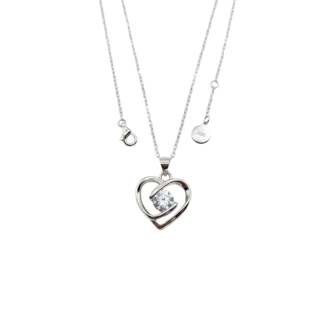 S925 Silver Open Heart Solitaire