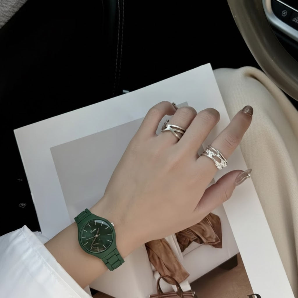 Scottie 9729 Women’s Simple Luxury Watch – Waterproof Stainless Steel Quartz with Green Dial