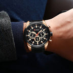 CURREN 8361 Men’s Luxury Chronograph Stainless Steel Waterproof Quartz Sports Watch with Date Black
