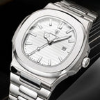 Poedagar 613 Men’s Luxury Stainless Steel Watch – Waterproof Quartz Wristwatch with Luminous White Dial