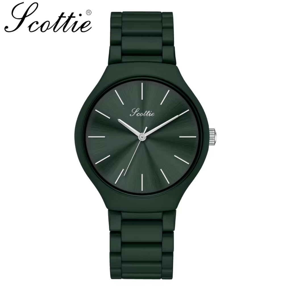 Scottie 9729 Women’s Simple Luxury Watch – Waterproof Stainless Steel Quartz with Green Dial