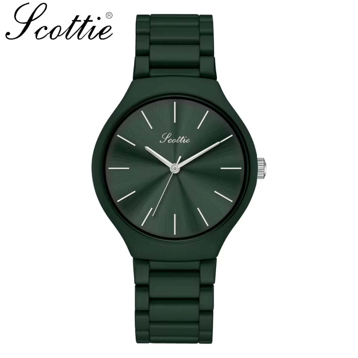 Scottie 9729 Women’s Simple Luxury Watch – Waterproof Stainless Steel Quartz with Green Dial