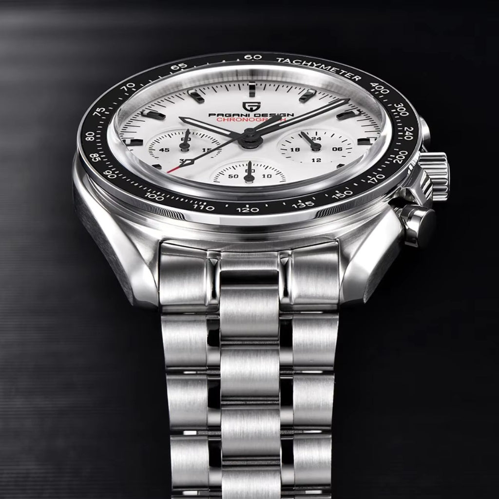 Pagani Design V6 Men’s Watch – VK63 Quartz Chronograph Stainless Steel - PD 1701 - White Dial