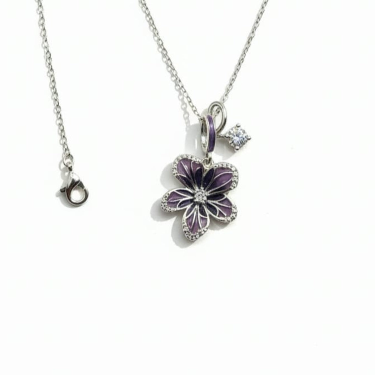Purple Enamel Floral Necklace
