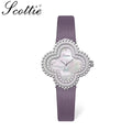 Scottie 9686 Women’s Watch – Waterproof Quartz with Diamond Accents & Leather Strap Purple