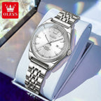 OLEVS 3703 Women’s Elegant Stainless Steel Watch – High Quality Classic Luxury Quartz Wristwatch  - White