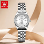 OLEVS 3703 Women’s Elegant Stainless Steel Watch – High Quality Classic Luxury Quartz Wristwatch  - White