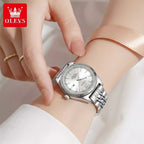OLEVS 3703 Women’s Elegant Stainless Steel Watch – High Quality Classic Luxury Quartz Wristwatch  - White