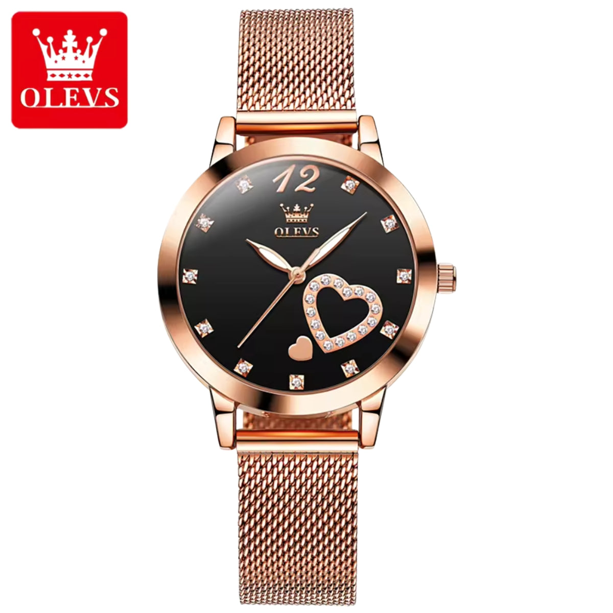 OLEVS 5189 Women’s Luxury Watch – Elegant Quality Stainless Steel Quartz Wristwatch for Ladies & Girls Black