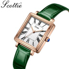 Scottie 9164 Women’s Luxury Fashion Watch – Waterproof Quartz Jewelry Wristwatch with Leather Band Dark Green