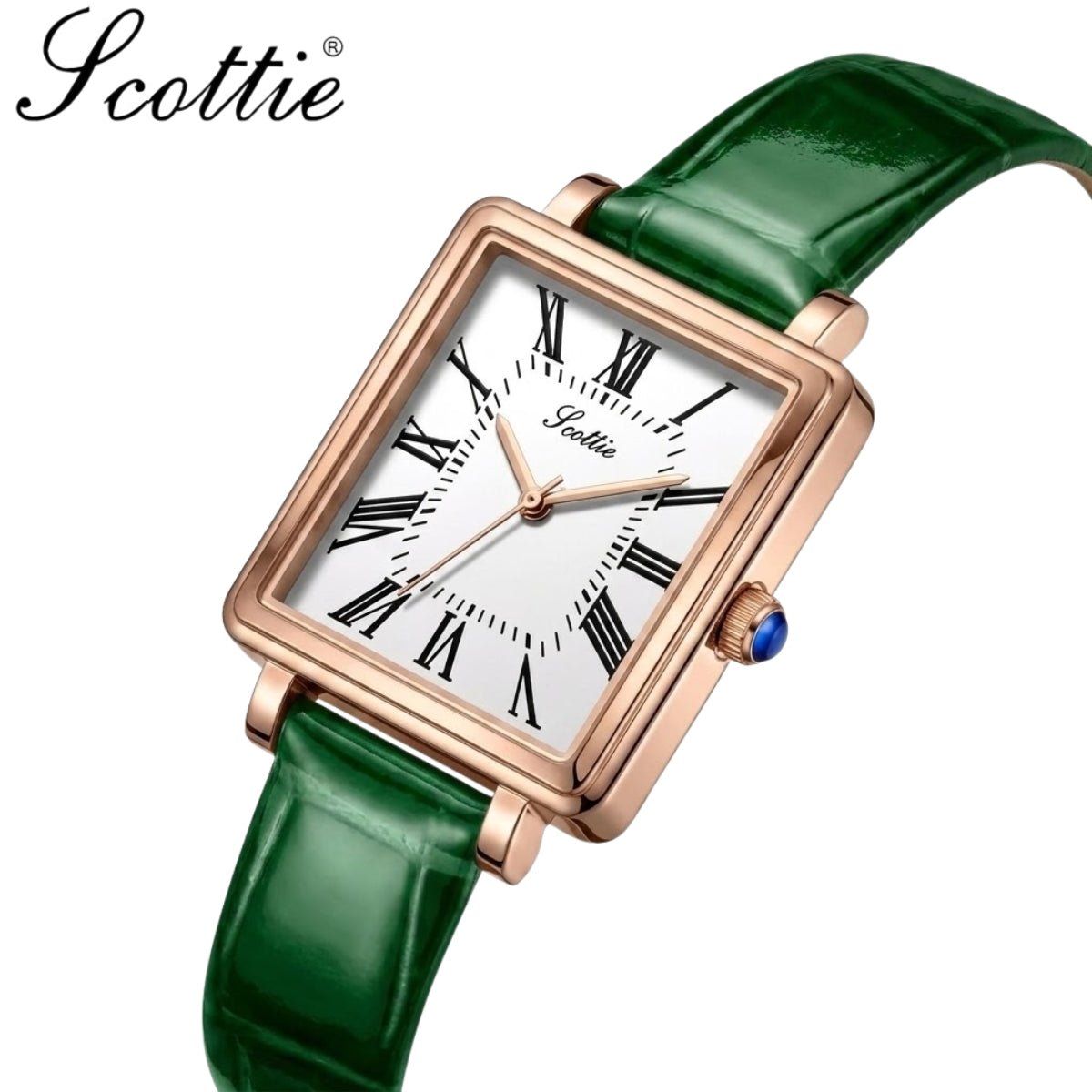 Scottie 9164 Women’s Luxury Fashion Watch – Waterproof Quartz Jewelry Wristwatch with Leather Band Dark Green