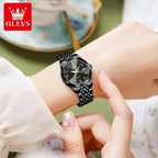 OLEVS 9970 Women’s Fashion Watch – Stainless Steel Waterproof Quartz for Ladies Black