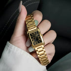 Scottie 9655 Women’s Classic Square Gold Watch – Luxury Stainless Steel Quartz Wristwatch  Black