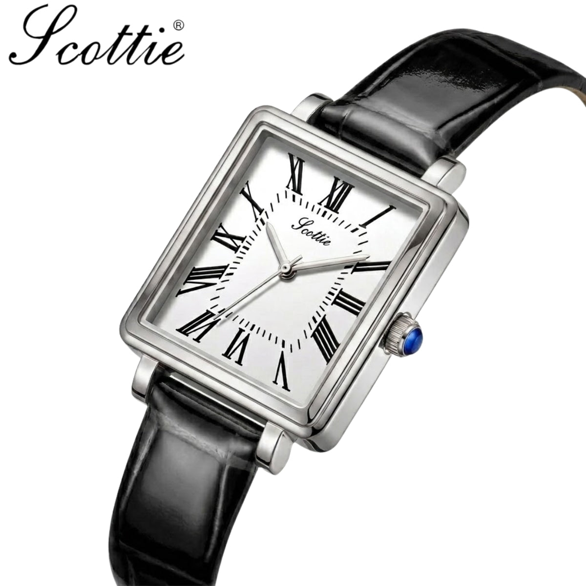 Scottie 9164 Women’s Luxury Fashion Watch – Waterproof Quartz Jewelry Wristwatch with Leather Band Black and Silver