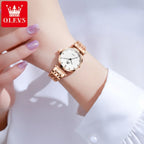 OLEVS 5596 Luxury Women's Watch – Quartz Wristwatch - Rose White
