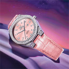 OLEVS 5606 Women’s Luxury Leather Watch – Fashion Quartz Wristwatch with Diamond Accents Pink