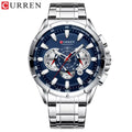 Curren 8363 Men's Watch Multifunctional Waterproof Chronograph Quartz Silver and Blue