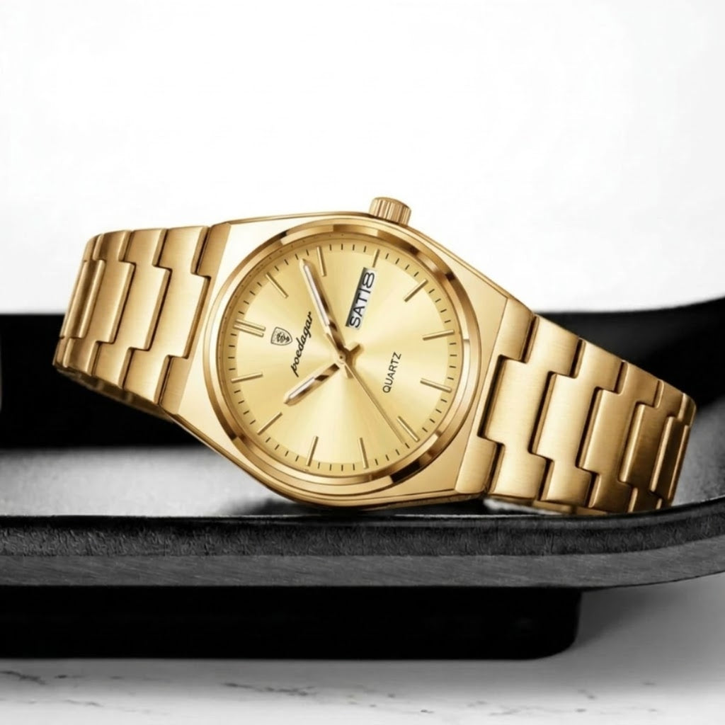 POEDAGAR 786 Luxury Women’s Stainless Steel Bracelet Watch – Waterproof Quartz Wristwatch with Luminous Hands Gold