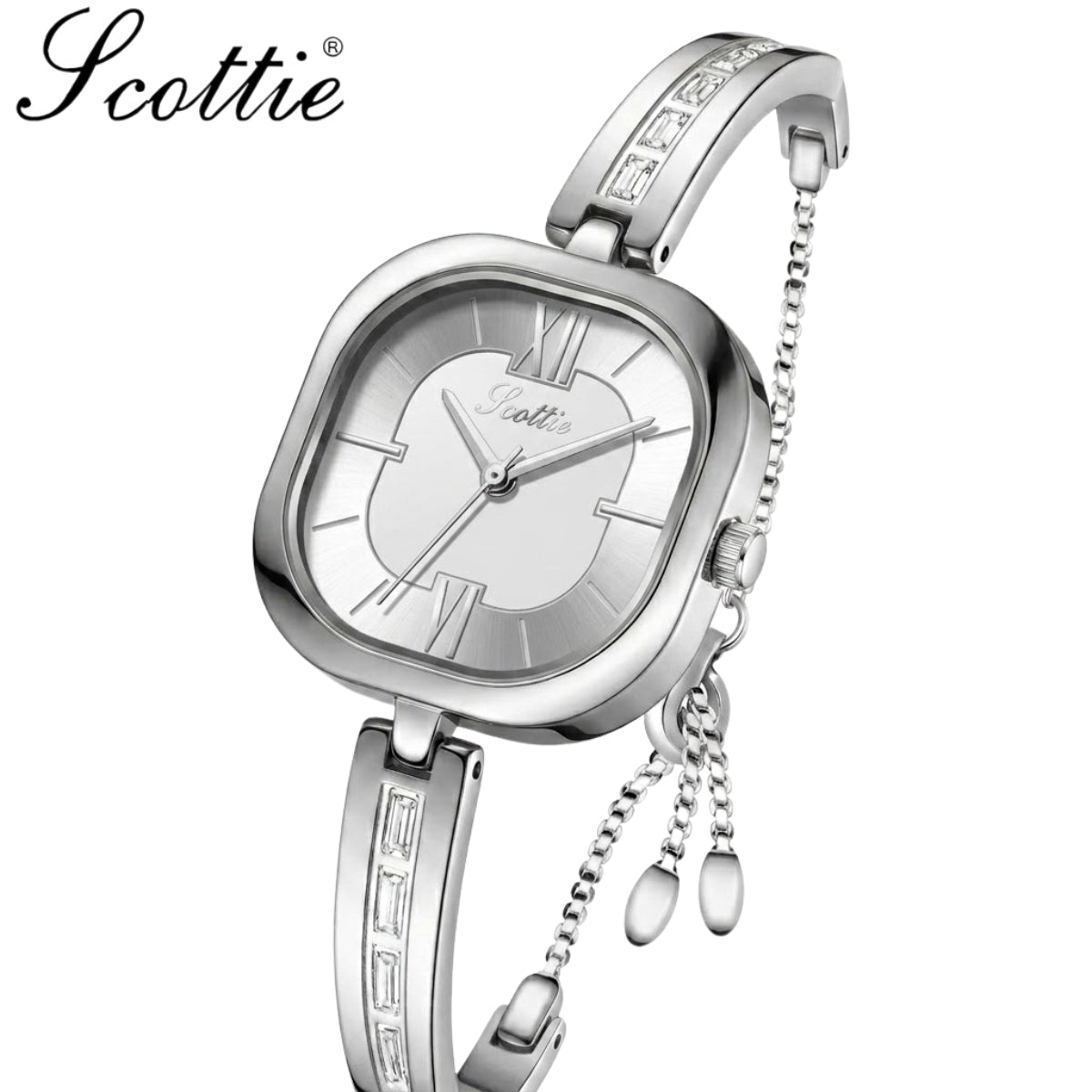 Scottie 9327 Latest Women’s Square Watch – Slim Stainless Steel Minimalist Quartz Wristwatch White