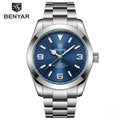 BENYAR 5177 Men’s Automatic Mechanical Watch - Blue Dial Stainless Steel Strap