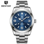 BENYAR 5177 Men’s Automatic Mechanical Watch - Blue Dial Stainless Steel Strap